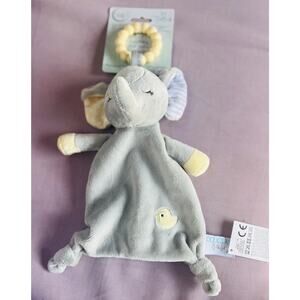 Douglas Baby Gray Elephant Teether Ring Lovey Plush Security Blanket Knotted 12"